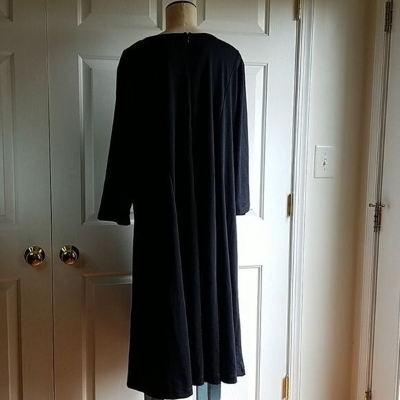 Black Dress Roaman's V Neck Fit Flare Zip Up Back Long Sleeve Women's 22 WOMAN'S - Picture 4 of 12